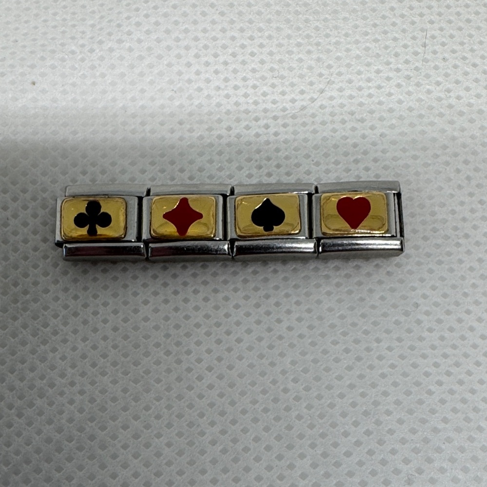 Four Nomination Charms - card suits of hearts, spades, clubs, diamonds